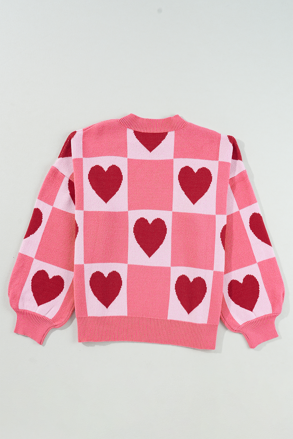 Pink Plus Size Love Heart Block Mock Neck Sweater Valentine Dear-Lover Dropshipping